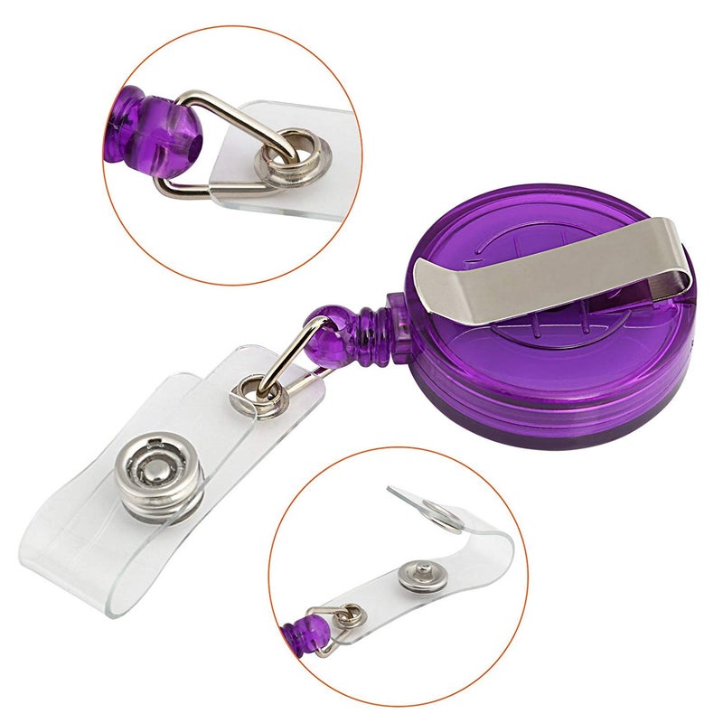 CREATIEE-PRO 20Pcs PU Leather Business ID Credit Card Badge Holder with Retractable Badge Holder Reel Clip (Vertical Version, Mixed Colors) - Image 4
